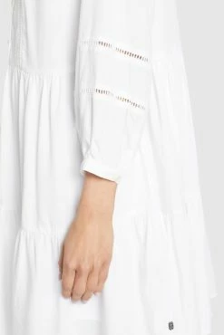 Khujo Blousejurken Blousejurk Crepes Dames Wit -Exporteren Kleding Pracht Winkel 535d2df1d110a71da2b178913ffc8a26