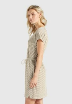 Khujo Jerseyjurken Jurk ANNEMARIE Dames Beige / Wit -Exporteren Kleding Pracht Winkel 874d8a4fb804d113738cf0a6df6f78d3