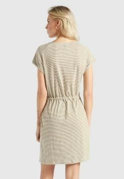 Khujo Jerseyjurken Jurk ANNEMARIE Dames Beige / Wit -Exporteren Kleding Pracht Winkel 9d1eb71f57d18a3fe087adf670c807ee