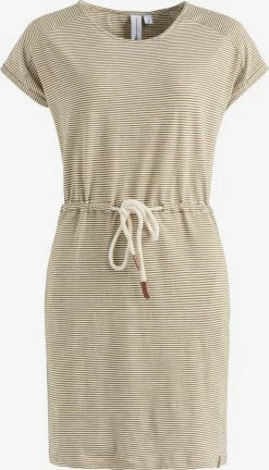 Khujo Jerseyjurken Jurk ANNEMARIE Dames Beige / Wit